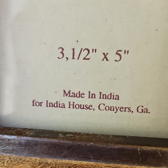 VINTAGE  INDIA HOUSE  SILVER   METAL  BROWN WOOD  PICTURE FRAME  RUSTIC - Picture 9 of 17